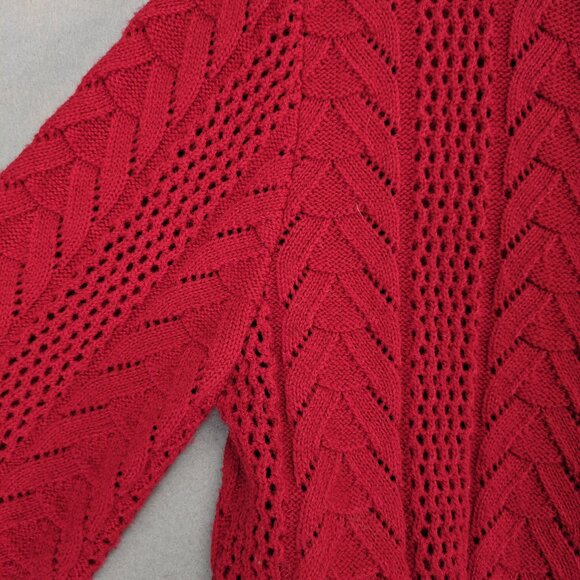 Vintage British Vogue Wintuk Red Cardigan Sweater, Acrylic Made in USA Women's S - Picture 6 of 6